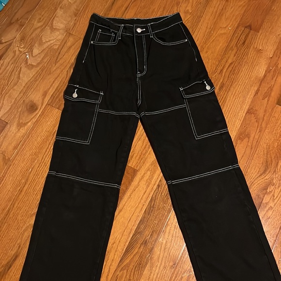 SHEIN Denim - High Waist Flap Pocket Whip Stitch Jeans